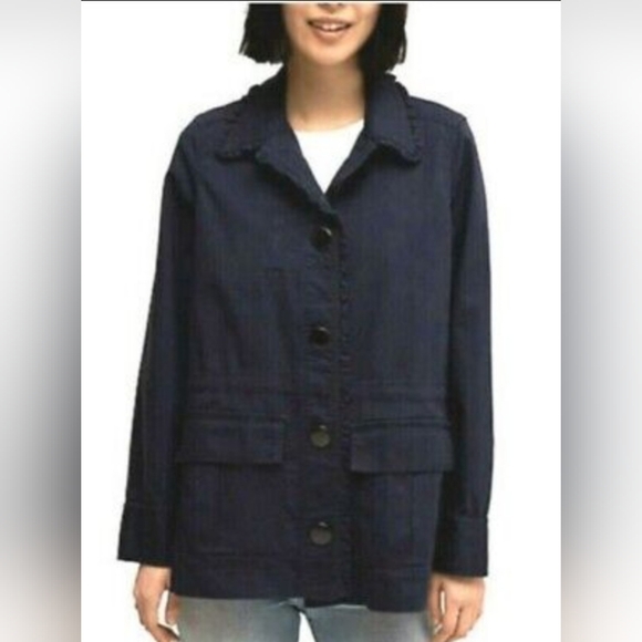 Kate Spade Broome Street Ruffle Military Jacket, VGUC, Size XS FITS VERY BIG - Picture 1 of 11